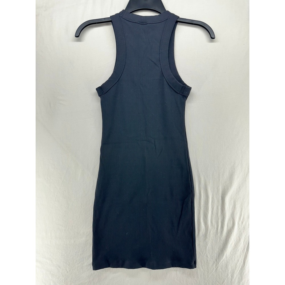 Tna Aritzia Black Ribbed Mini Dress Sleeveless Racerback Bodycon Size XS - Picture 2 of 7
